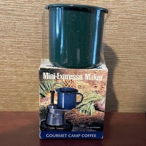 Vintage camp espresso maker & enamel mug
